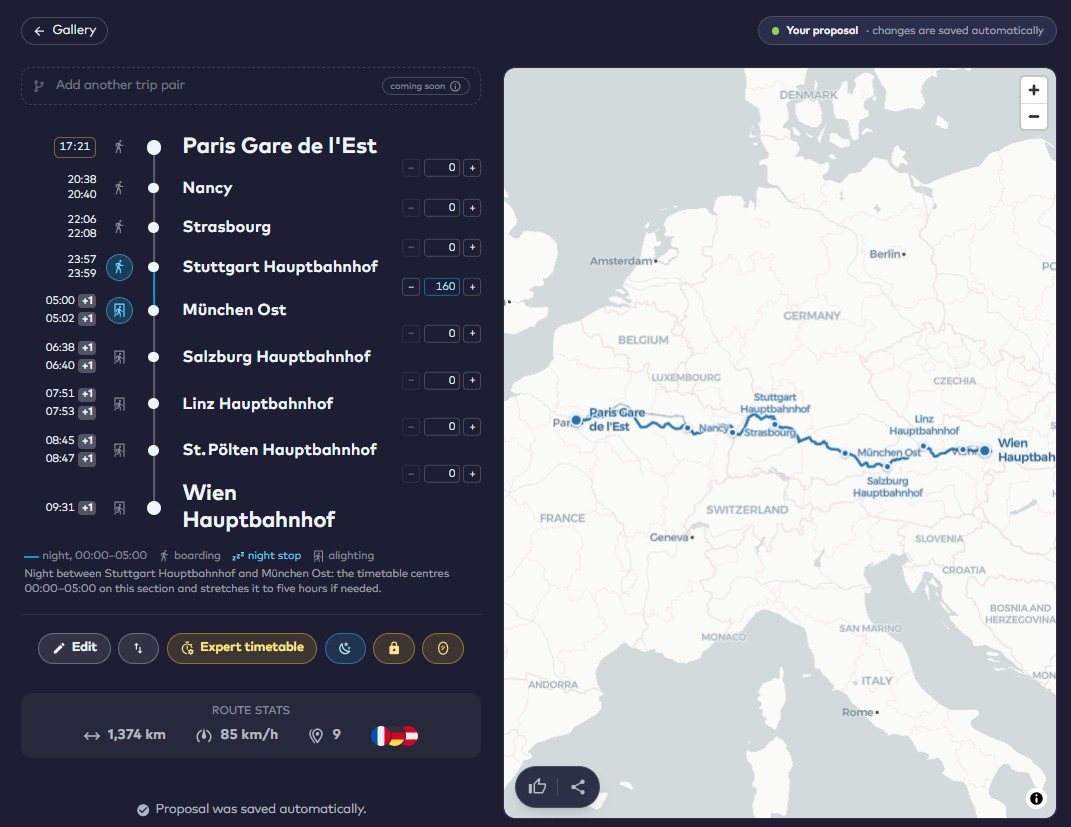 The proposal: a timetable for every stop, route statistics, both directions.